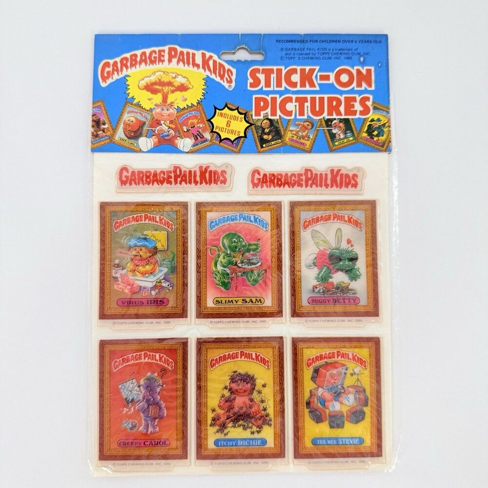 1986 Garbage Pail Kids Stick Ons 6 Original in Sealed Package Stickers
